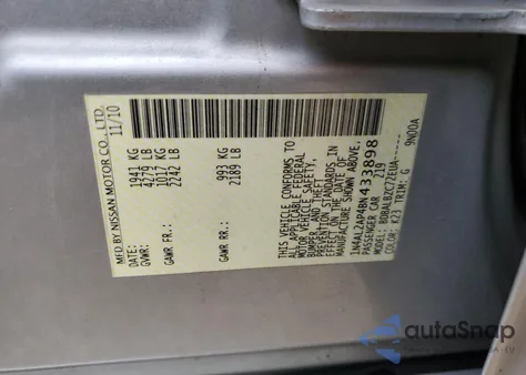 2011 Nissan Altima Base from USA, damaged, VIN 1N4AL2AP4BN433898